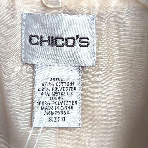 Chico's Belle Amour Odette Gold Metallic Brocade Floral Blazer Jacket Sz 0 Small - Picture 12 of 14